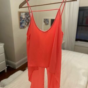 neon tank top blouse split back